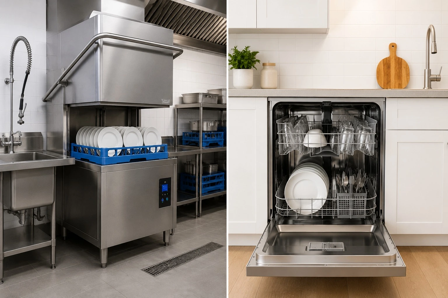 Commercial Dishwasher vs. Home Dishwasher