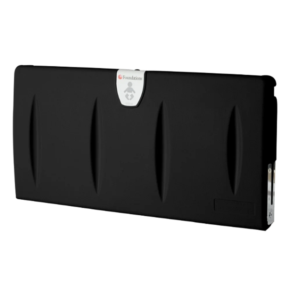 Foundations Classic Horizontal Wall Mounted Baby Changing Station with backer Plate, Color Black