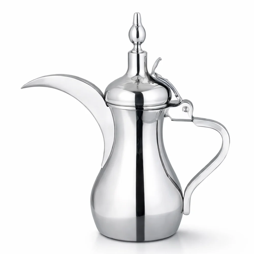 Coffee Dallah 26 oz Stainless Steel Chrome Finish Traditional Arabic Coffee Pot