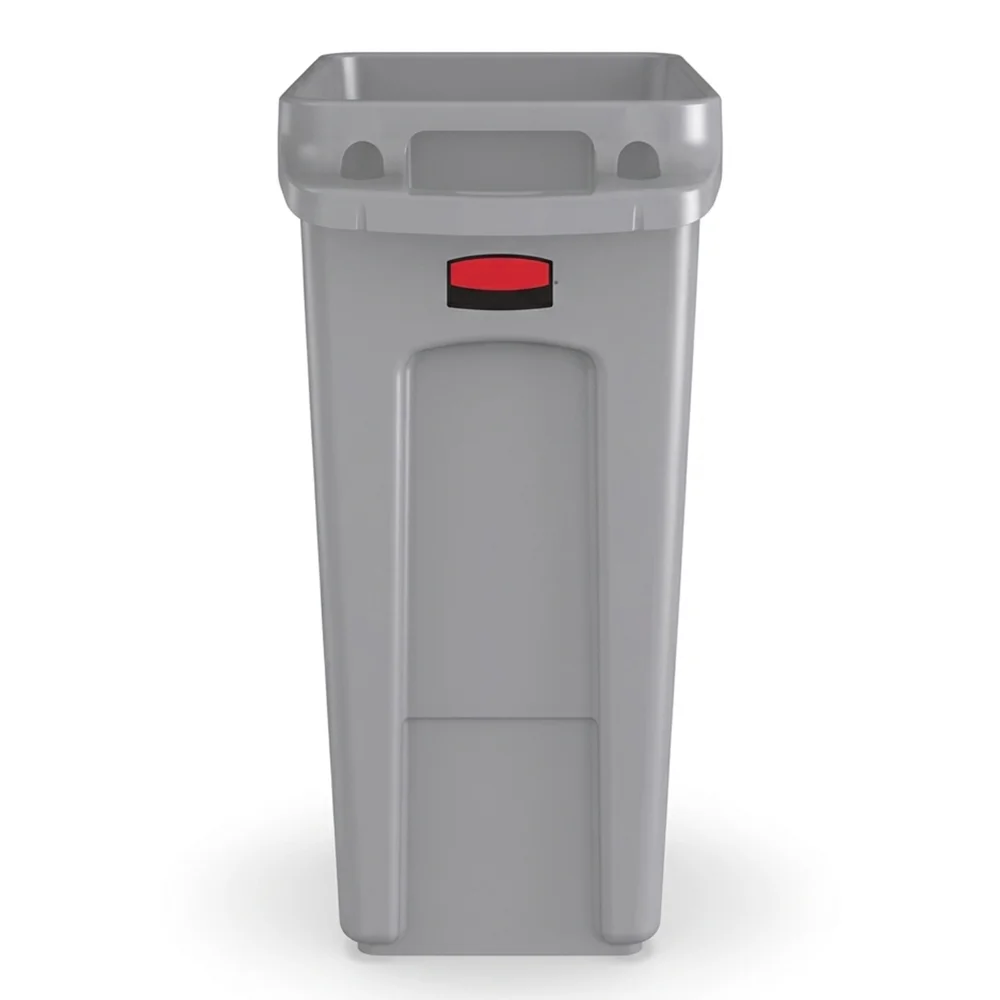 Rubbermaid Slim Jim Waste Bin, 60L Capacity, Grey Commercial Trash Container