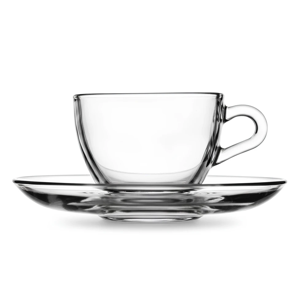 Pasabahce, Cup and Saucer Set, 90 ml Capacity, Glass, 12 Pieces