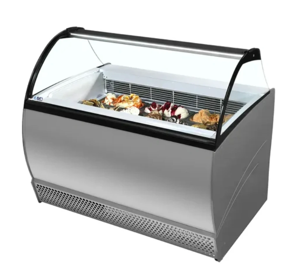 ISA Ice Cream Display Chiller 5 × 5 L Flat Glass Gelato Showcase 550 W Static Cooling 132 × 91 × 138 cm (L × W × H)