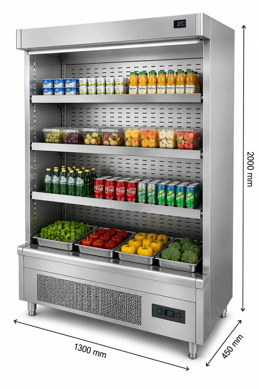 Stainless Steel Four Tier Shelving Unit Chiller 1300 × 450 × 2000 mm ( L x W x H)