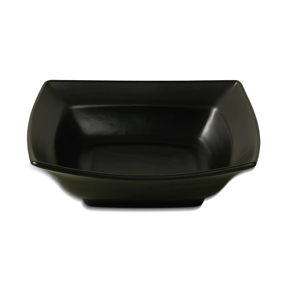 Melamine 25 cm Matte Deep Square Bowl Black