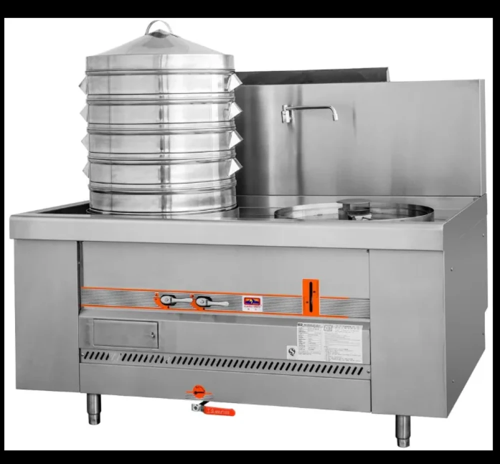 Double 7-Hole Dim Sum Steamer – Multi-Tier Stainless Steel Commercial Steamer 150 x 105 x 123 cm (W x D x H)