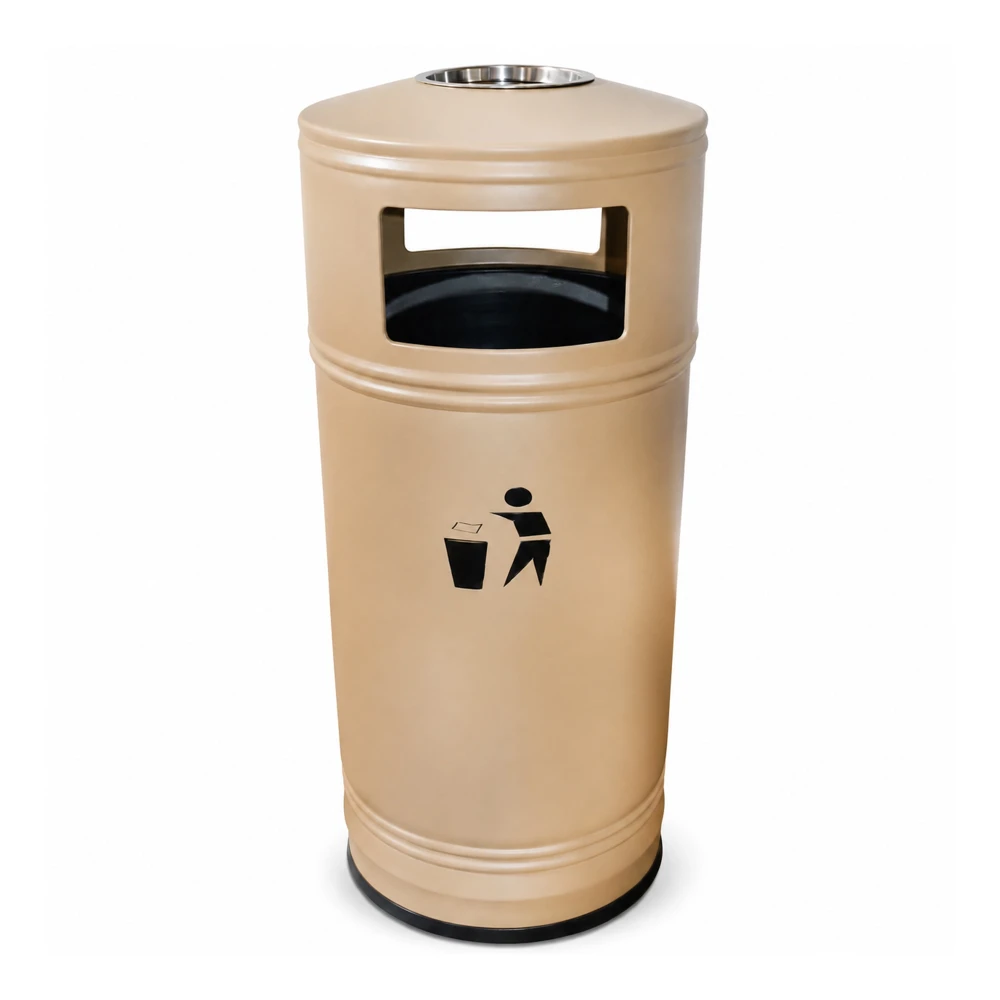 Ashtray Bin, 60L Capacity, Beige, 38 cm Dia x 80.7 cm H