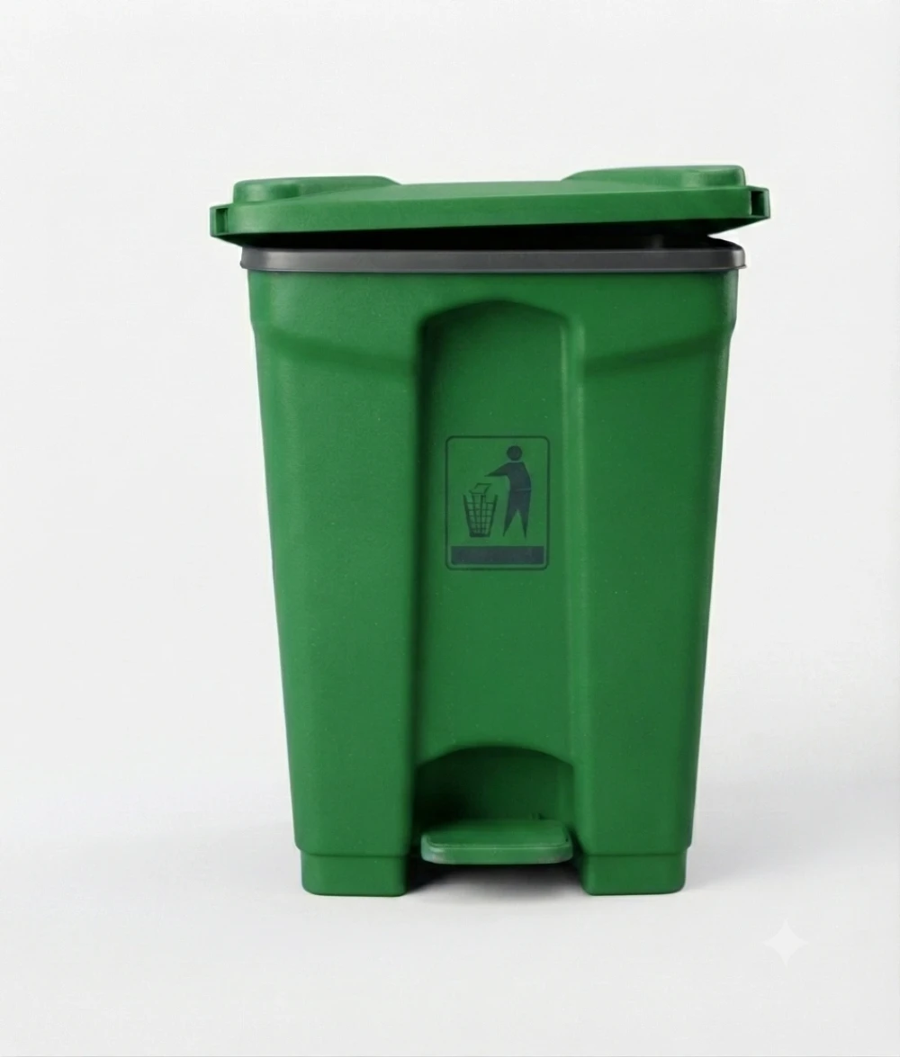Pedal Garbage Waste Bin 87L Plastic Green Heavy Duty