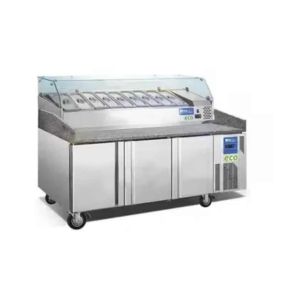 Pizza Refrigerated Counter, 400 L, 6 GN 1/3 Top, 220V, +2 to +8°C, 1510 × 800 × 1420 mm (L × W × H)