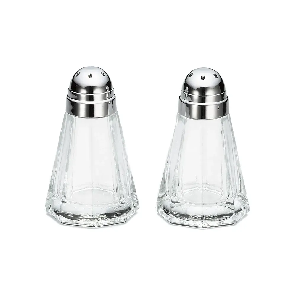 Tablecraft, Salt & Pepper Shaker, Glass Body, Chrome Top, 2-Piece Set