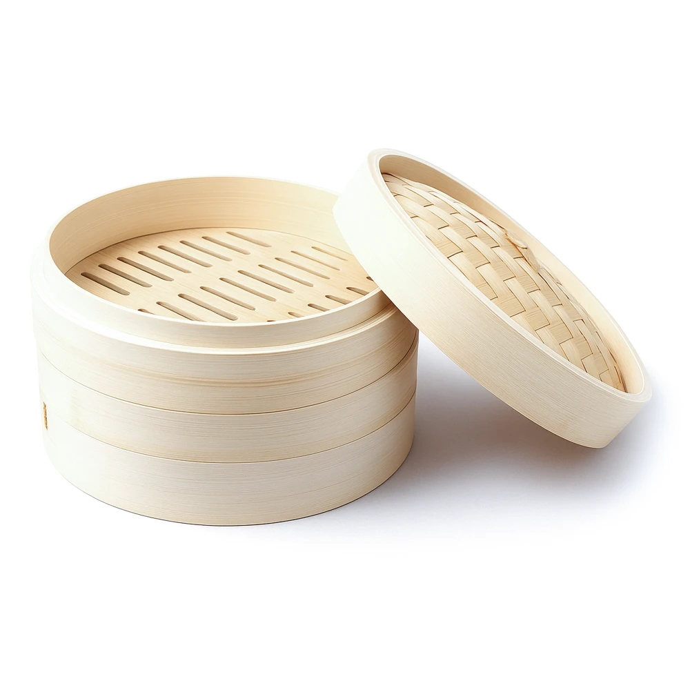 Bamboo Steamer 30 cm Diameter 2Layer Round Design withLid Sustainable Bamboo Construction