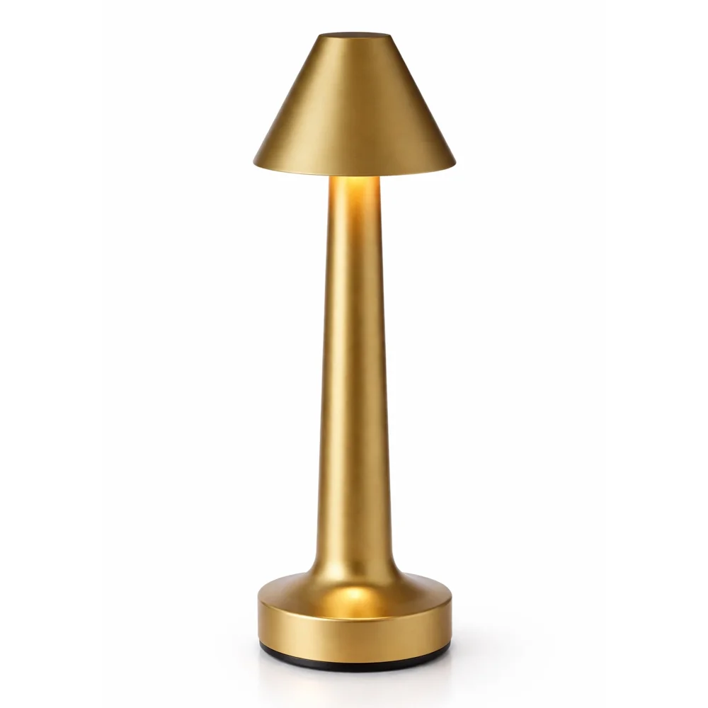 Wundermaxx, Table Lamp, 1500 mAh Battery, Type C USB, 21 cm Height, Gold Finish