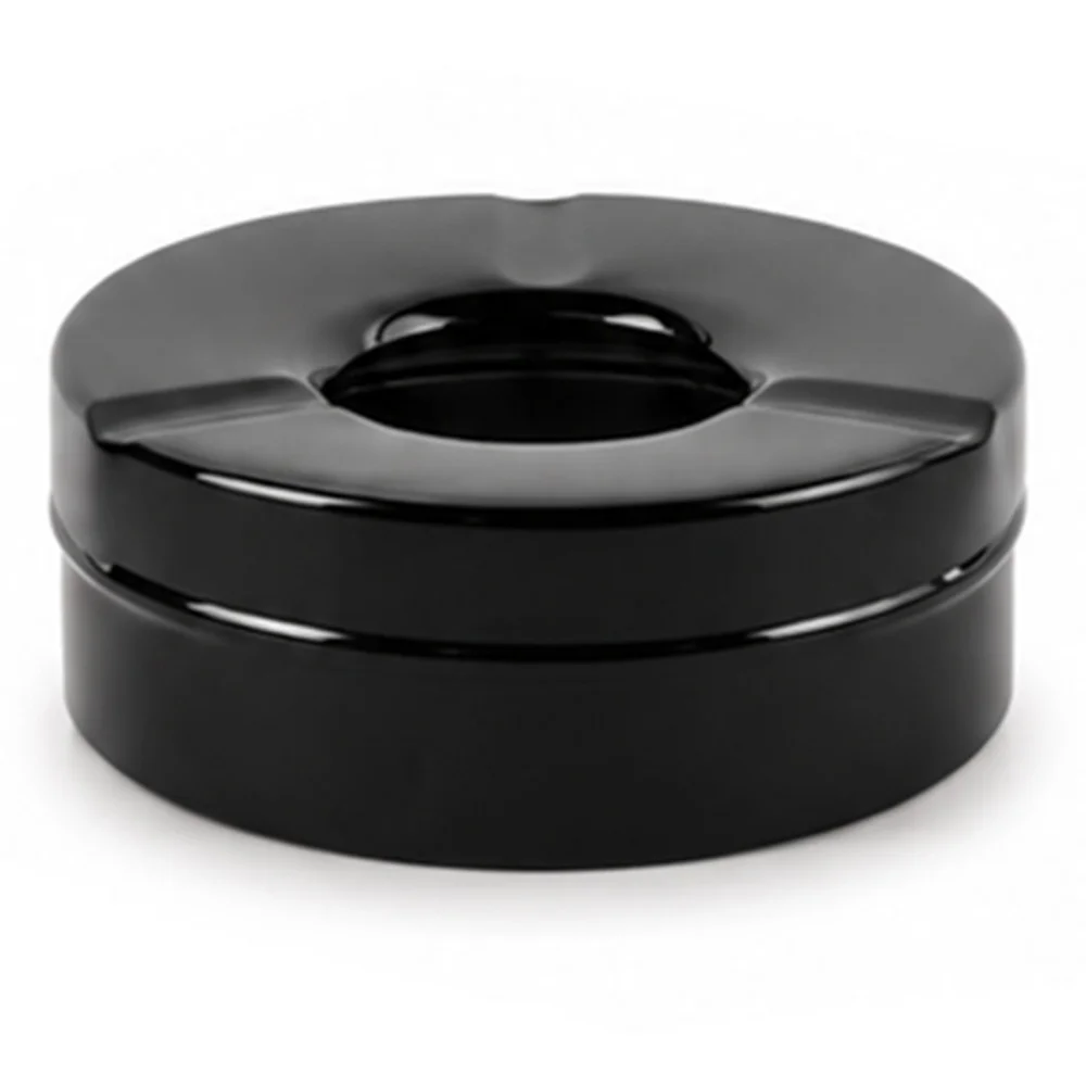 Stainless Steel Ash Tray With Cover 12 Cm Black