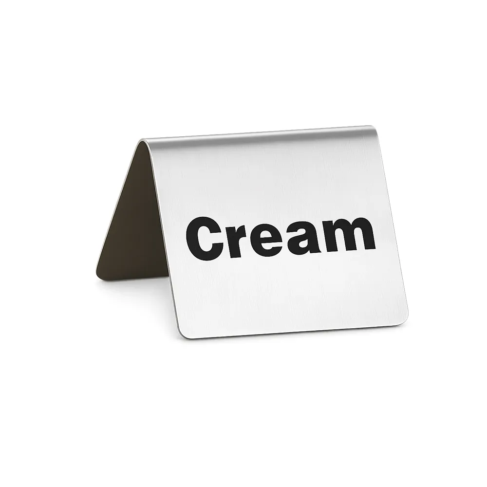 Tablecraft, Cream Sign, Stainless Steel, Tent Style, 6 cm Length