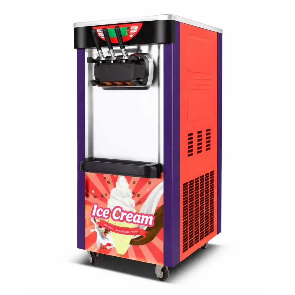 Soft Ice Cream Machine Electric 3 Flavour 18–20L/hr Output Stainless Steel 1.5 × 2L Cylinder 74.5 × 54 × 134 cm (L × W × H)