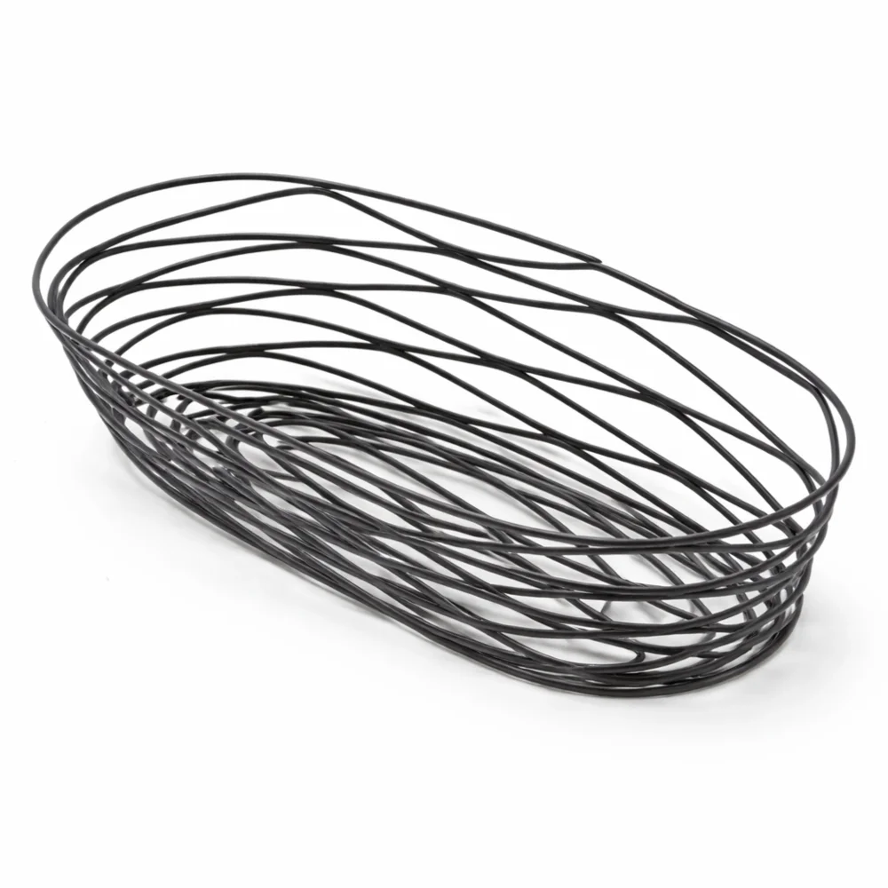 Tablecraft Black Powdered Metal Oblong Metal Basket  8.87" x 4" x 2"