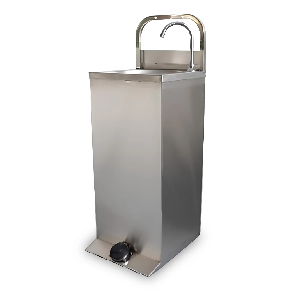 Hand Wash Sink Foot Operated Floor Mounted Water Tap Included Stainless Steel 40 × 40 × 95 cm (L × W × H)