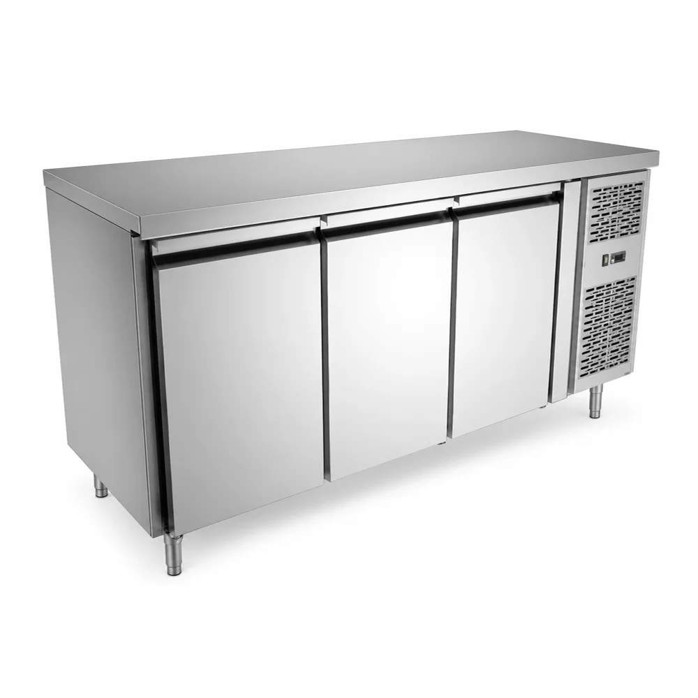Under Counter Chiller 3 Door Stainless Steel GN 1/1 with Self Closing Doors & Magnetic Gasket 179.5 × 70 × 85 cm (L × W × H)