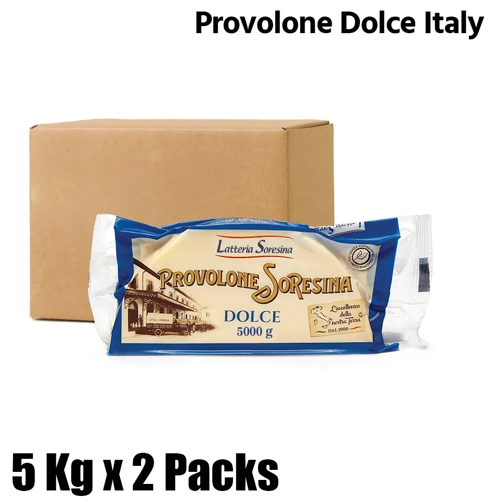Latteria Provolone Dolce Cheese, Italy, 10Kg Box (2 Packs x 5Kg Each) - For Hotel, Restaurant & Catering Use