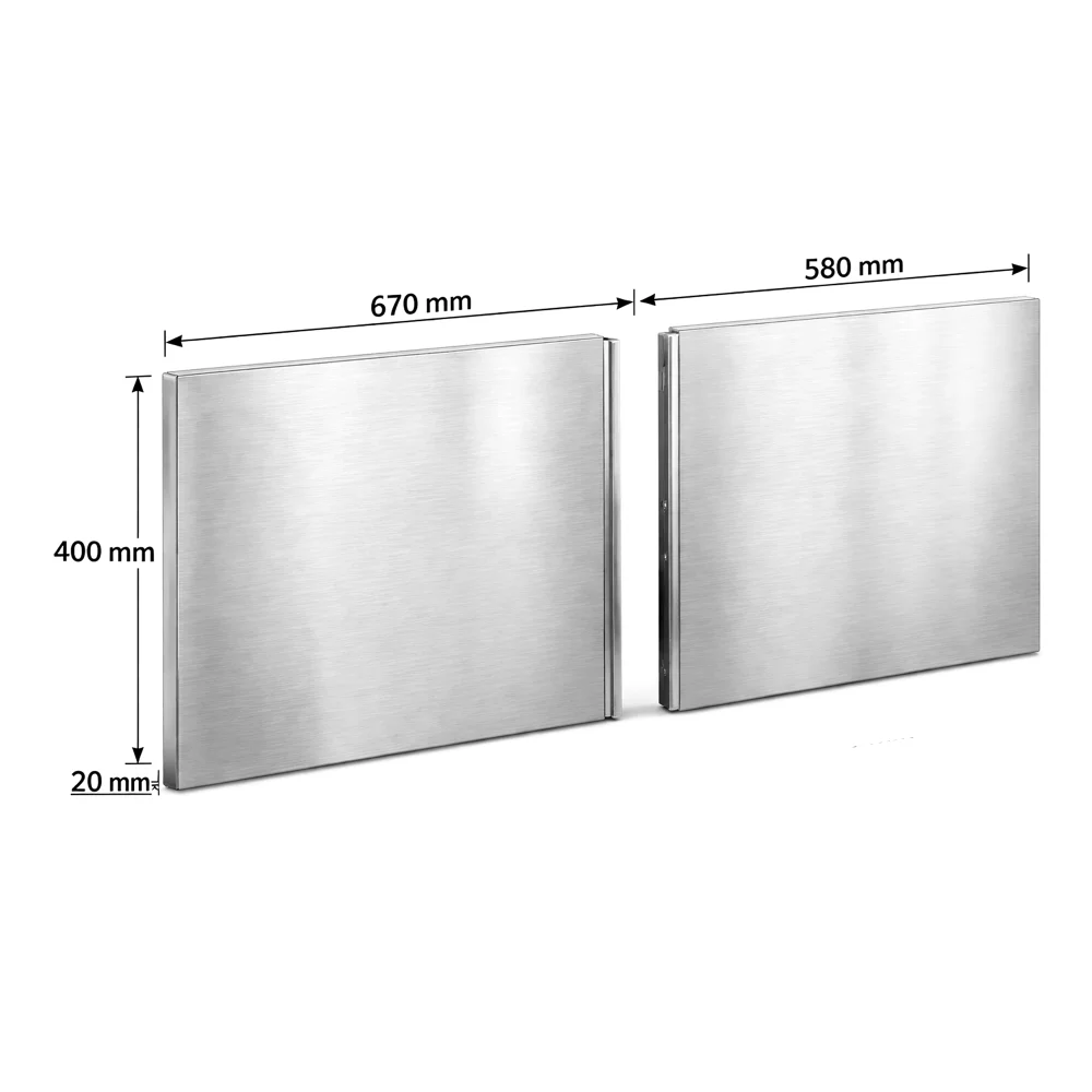 Removable Partition C Channel Inner Panel 58 × 40 cm AISI 304 Stainless Steel Brushed Finish 67 × 40 × 2 cm (L × W × H)