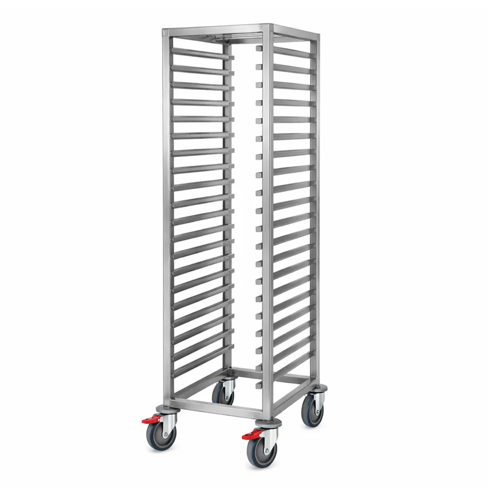 Bakery Trolley AISI 304 Stainless Steel 15 Slot GN 1/1 with 4 Inch Castor Wheels Brushed Finish