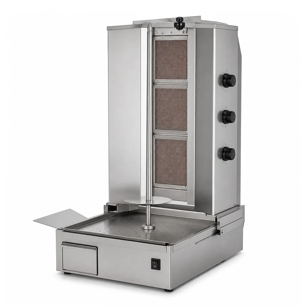 Shawarma Machine 3 Burner Gas Stainless SteelLPG 10.5 kW with 100 mbar Pressure 78 × 58 × 110 cm (L × W × H)