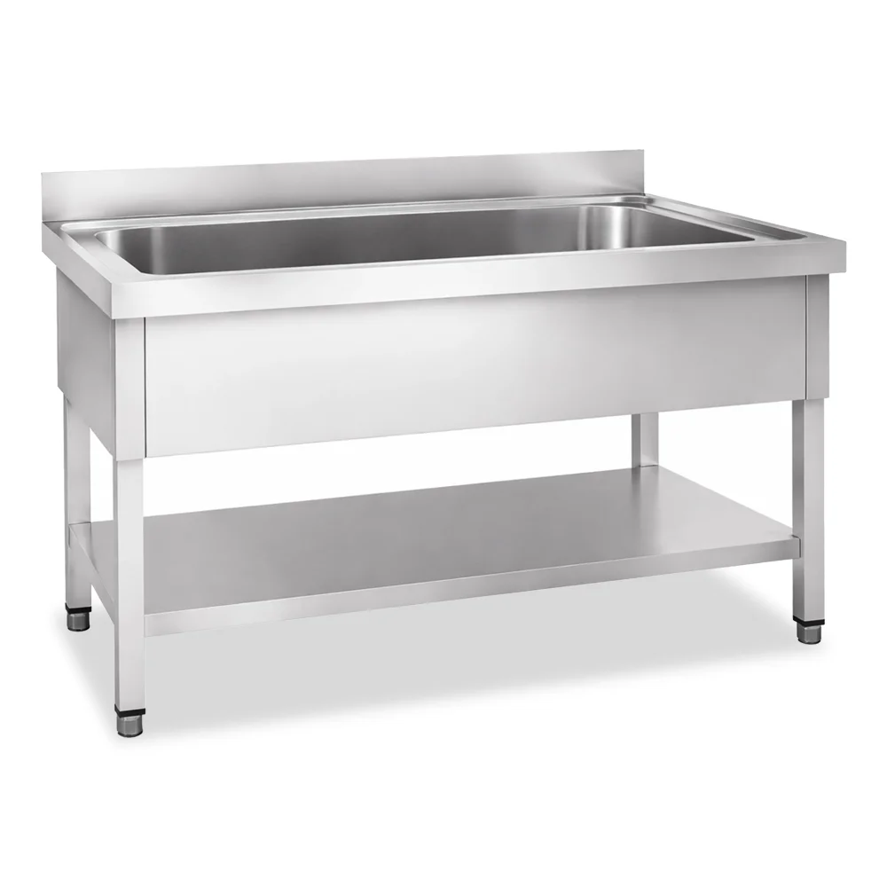 Washing Sink Brushed Finish Stainless Steel Bowl 50 × 40 cm Bottom Shelf Compact Design 54 × 44 × 20 cm (L × W × H)
