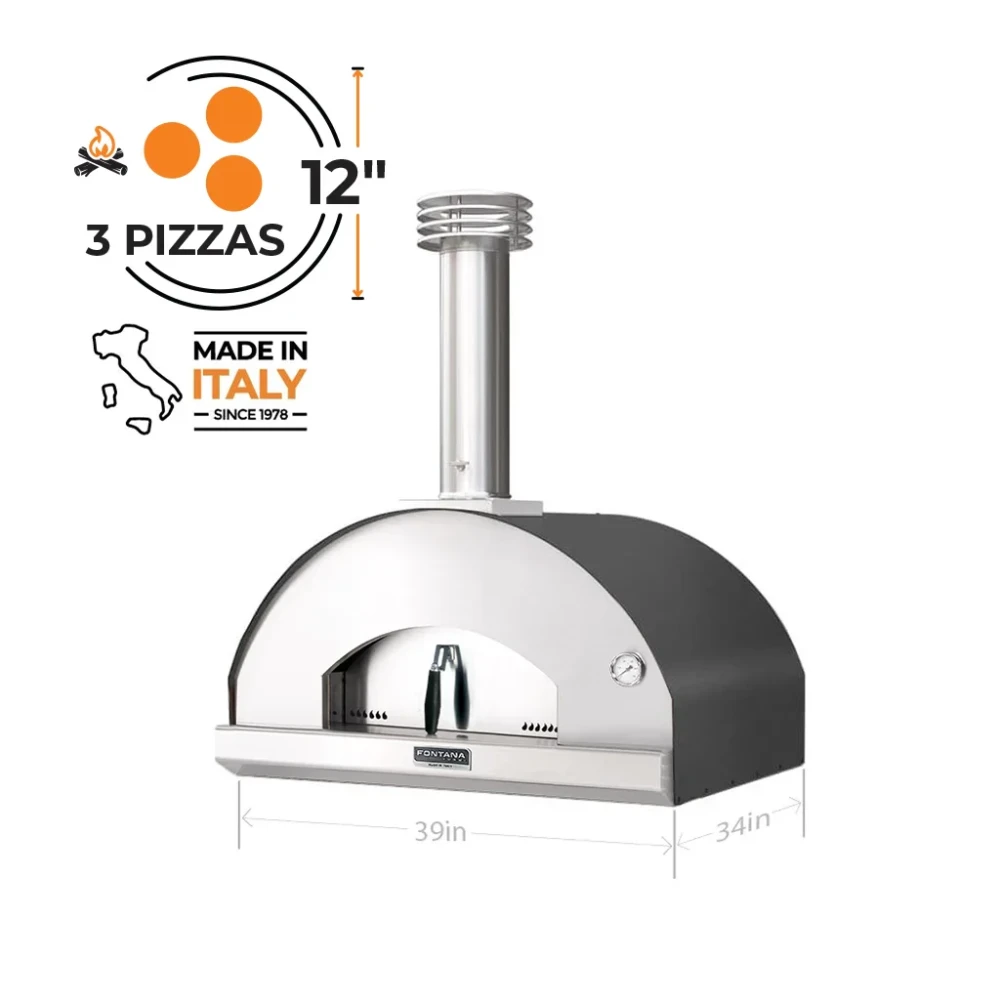 Fontana Wood Fired Pizza Oven 3 Pizza Capacity Stainless Steel 85.5 × 98 × 114 cm (L x W x H)