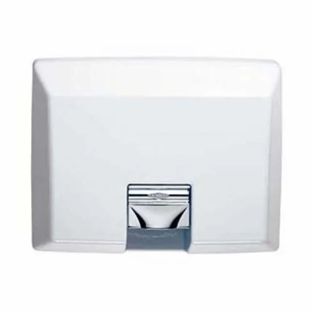 Bobrick Recessed Automatic Hand Dryer, Cast Iron, White Vitreous Enamel, 230V, 1900-2400W