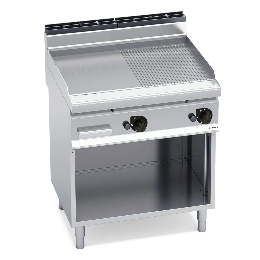 Bertos, Fry Top with Cabinet, Half Ribbed and Half Flat Plate, Gas, 13.8 kW