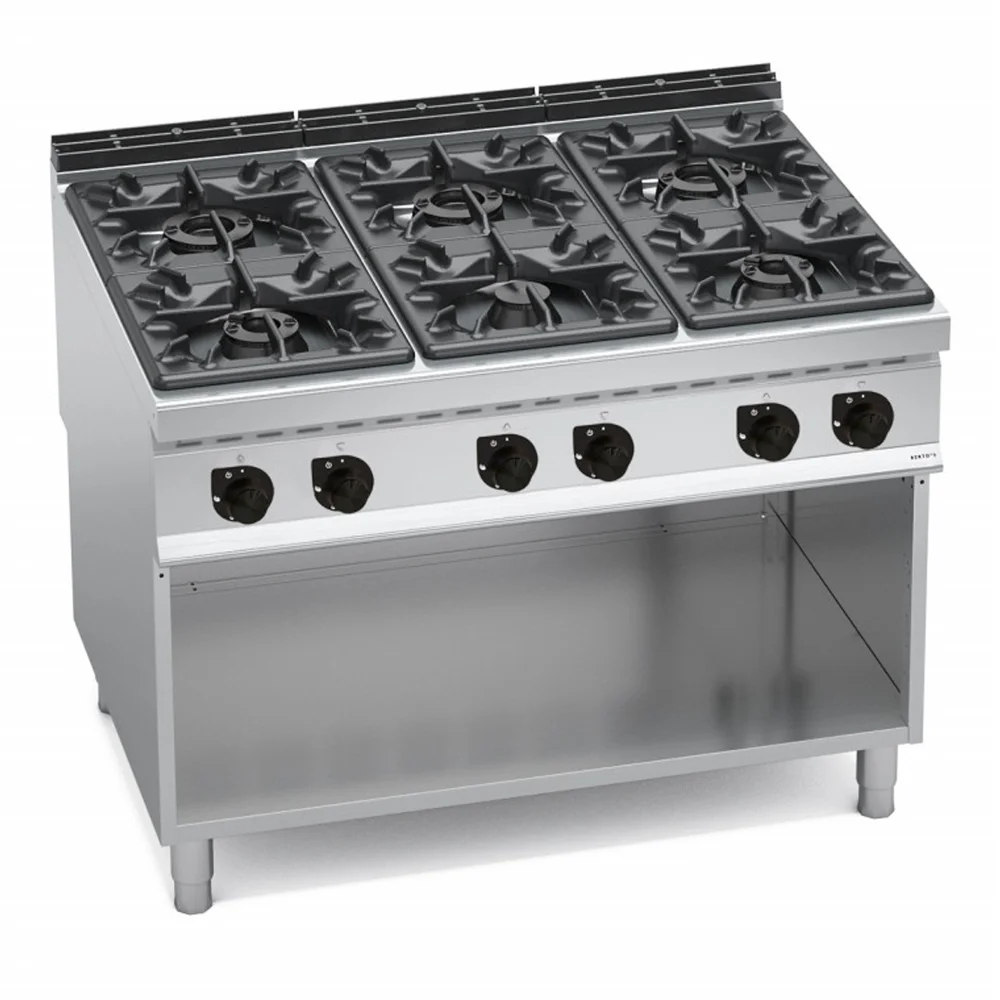 Bertos, Cooking Range On Cabinet, 6 Burners, Gas, 53.5 kW