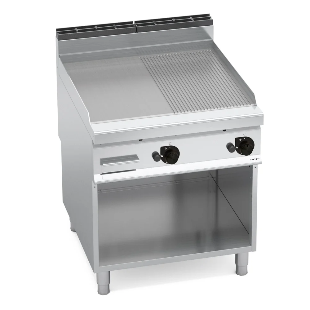 Bertos, Fry Top with Cabinet, Half Ribbed and Half Flat Plate, Gas, 20 kW