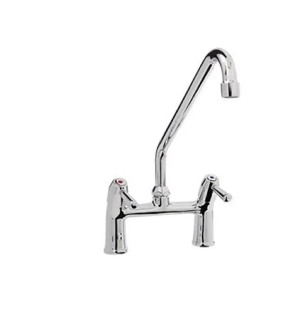 Monolith Commercial Kitchen Sink Mixer Tap, Two-Hole Installation, 300 mm Swivel Spout, Short Lever Handles 170 × 400 × 90 mm (W x D x H)