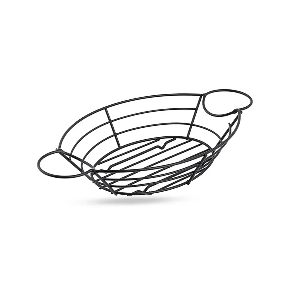 Tablecraft, Oval Basket, Black Steel, Ramekin Holders, 33 cm Length, 18 cm Width