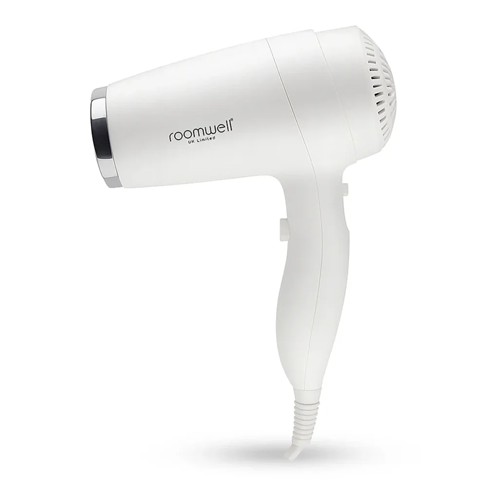 Roomwell Classic 1800W Wall Mounted Hair Dryer with Shaver Socket, Long Life Motor, Anti-Theft, High Power, 3 Heat/2 Speed, Cold Shot, Color White