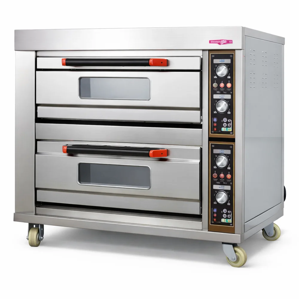 KitchenCore Series HGB-40D Electric Deck Oven – 2 Deck 4 Tray Commercial Stainless Steel Baking Oven