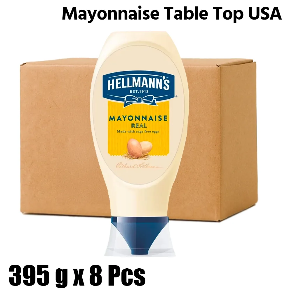 Hellmann's Halal Mayonnaise Table Top, 1 Box (8 Packs x 395g Each)