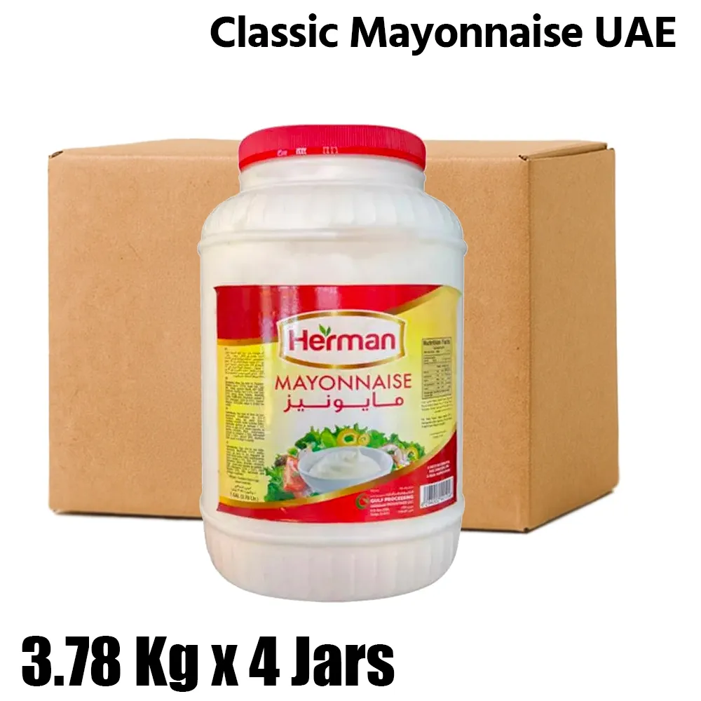 Herman Halal Classic Mayonnaise, 1 Box (4 Jars x 3.78kg Each)