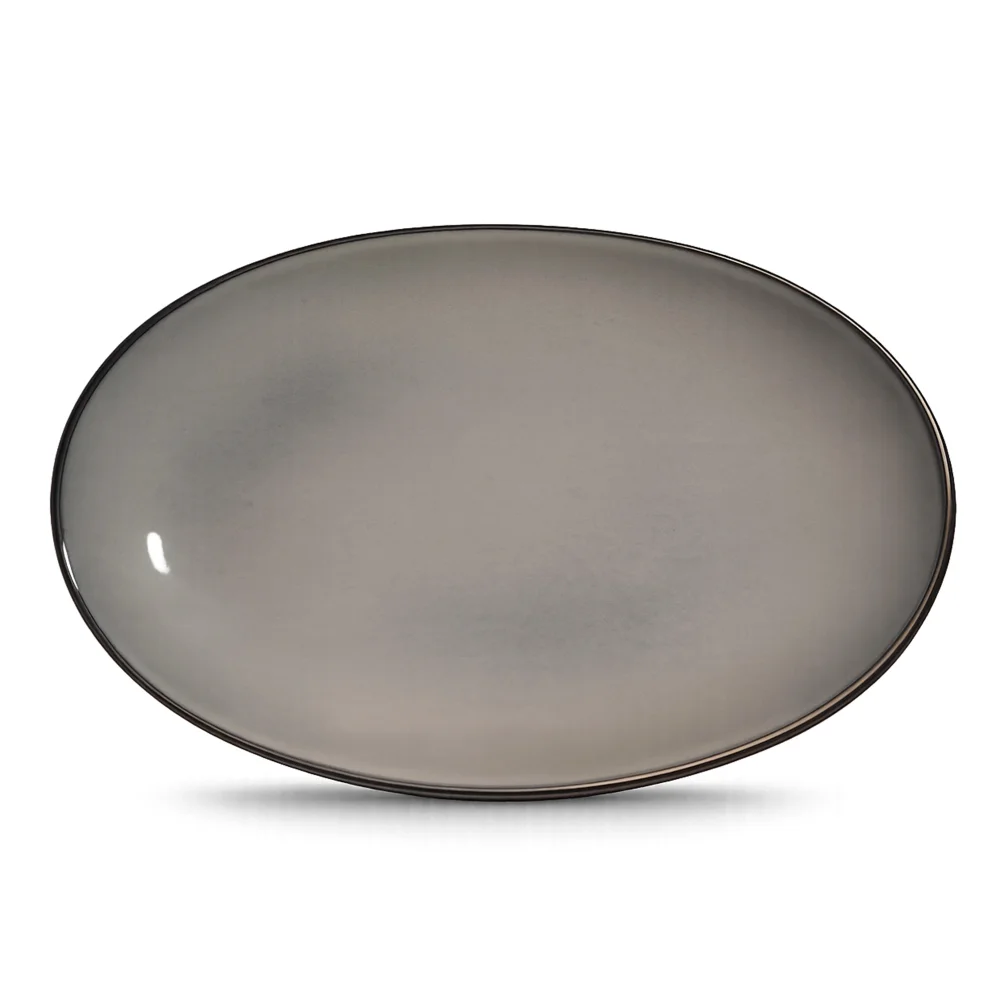 Oval Serving Plate Smoke 31cm Impression