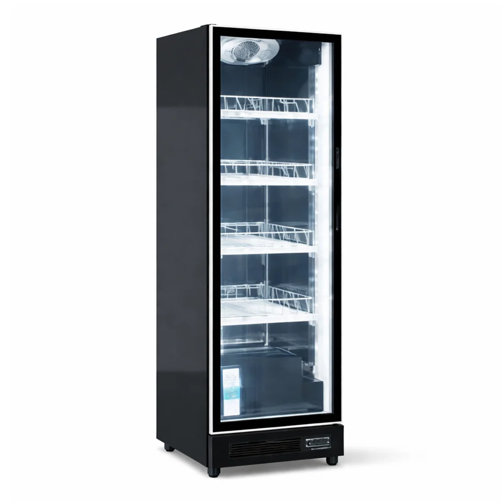 Upright Chiller Electric 4 Shelves Digital Control Glass Hinged DoorLEDLighting Stainless Steel 60 × 60 × 201 cm (L × W × H)