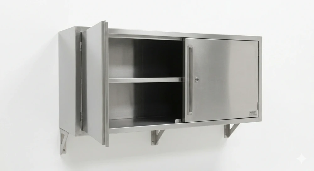 Wall Cabinet withLockable Hinged Doors Stainless Steel Brush Finish 140 x 35 x 60 cm (L x W x H)