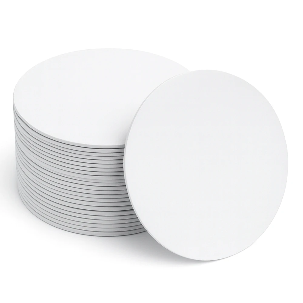 Card Coaster 350 GSM Thick Cardboard Paper Custom Print White Matte Finish Round 9 cm Diameter
