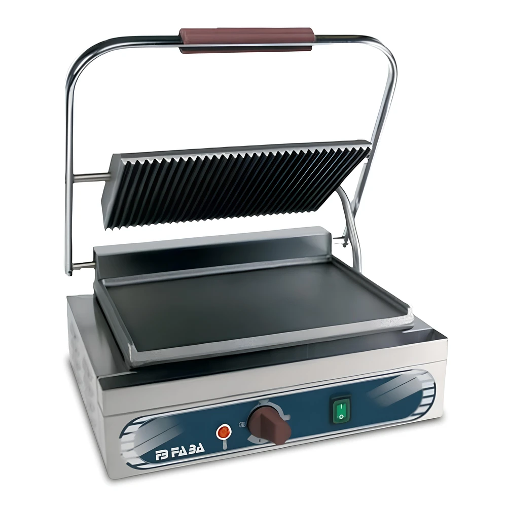 Faba, Contact Grill Panini, Electric, Grooved Top & Smooth Bottom, 1700 W