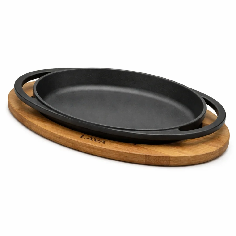 Lava, Oval Serving Platter, 21 cm Length, 14 cm Width, Cast Iron