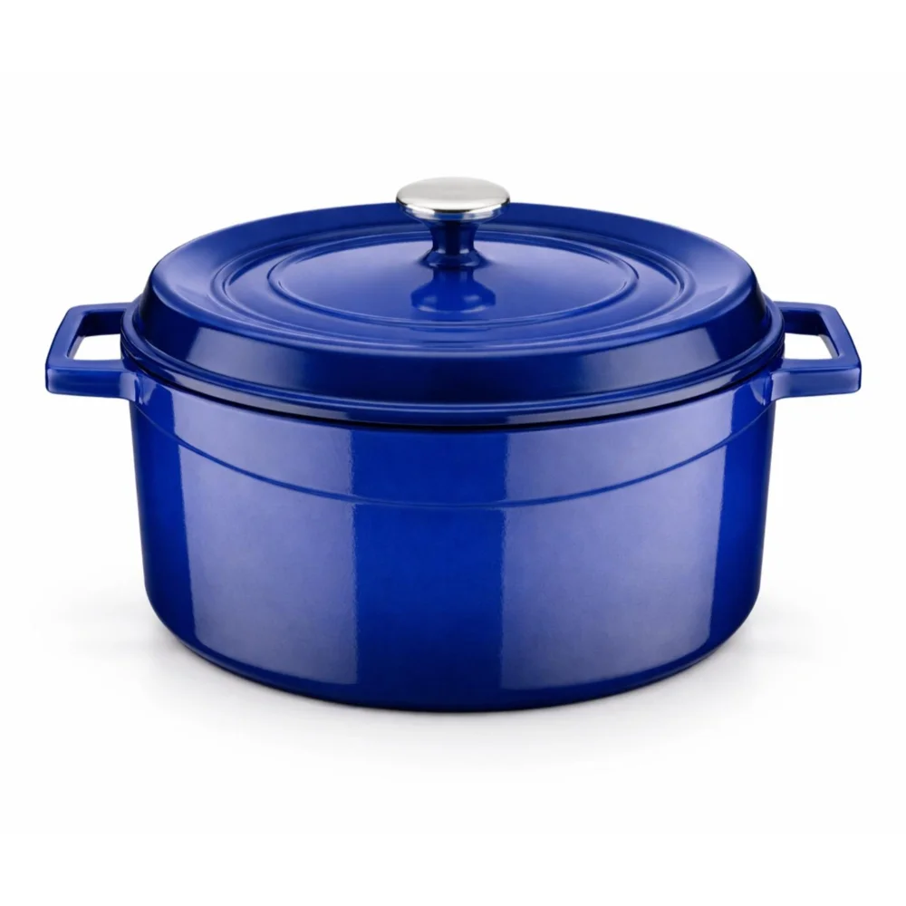 Lava, Pot, Oval, 29 cm Width, 23 cm Depth, Cast Iron, Blue