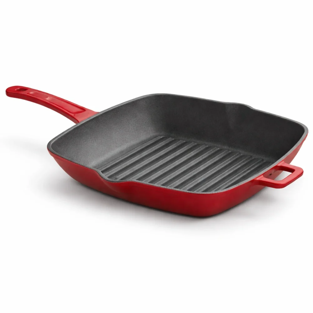 Lava Cast Iron Square Grill Pan Red 28cm