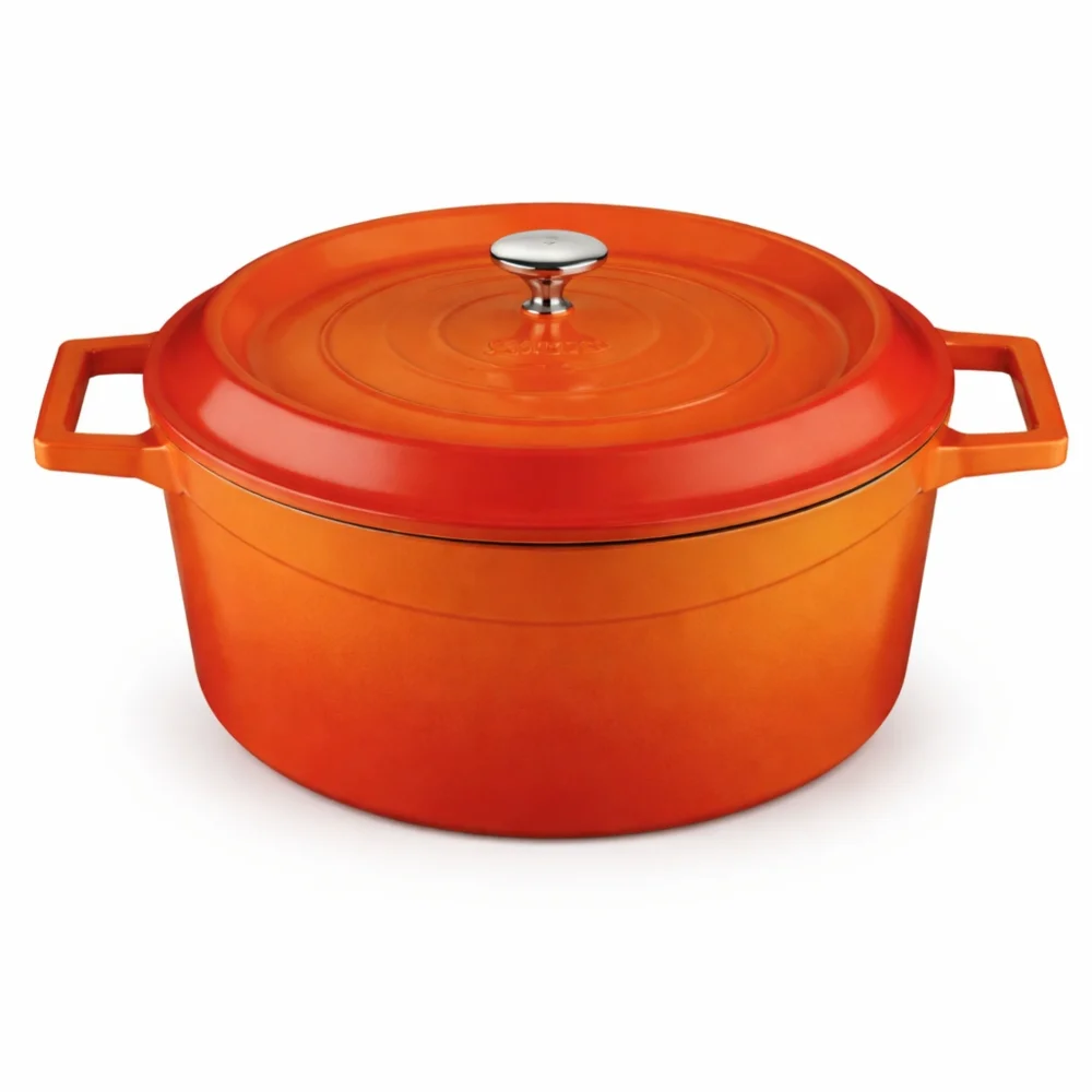 Lava, Pot, Round, 10 cm Diameter, Cast Iron, Orange
