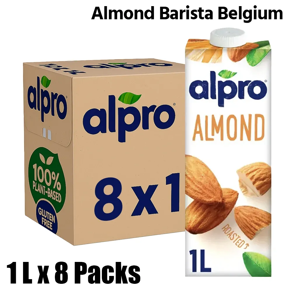 Alpro Almond Original Milk, Belgium, 1 Case (8 Pack x 1L Each)