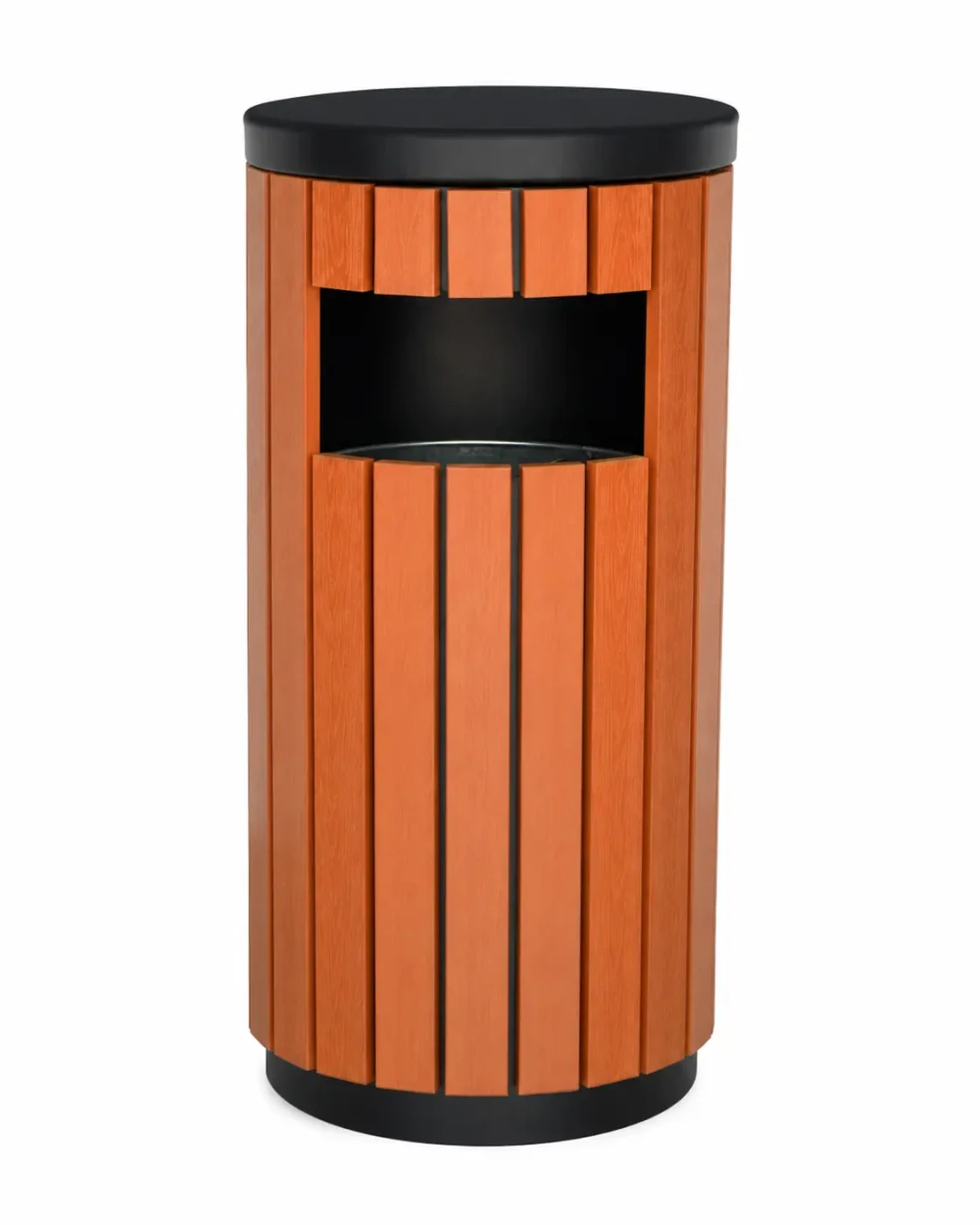 Open Waste Bin WPC Wood and Metal 40L Capacity Ø 40 × 75.5 cm