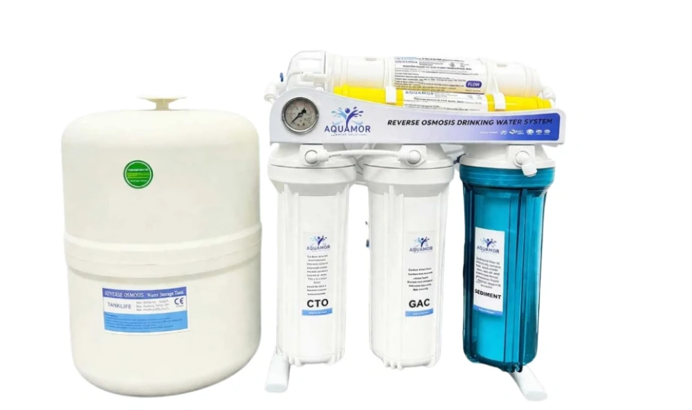 Aquamor Reverse Osmosis Water Purifier System, 400 GPD, 6-Stage Filtration, 4.2 Gallon Tank, 24V Pump, 36 × 24 × 48 cm (L × W × H)