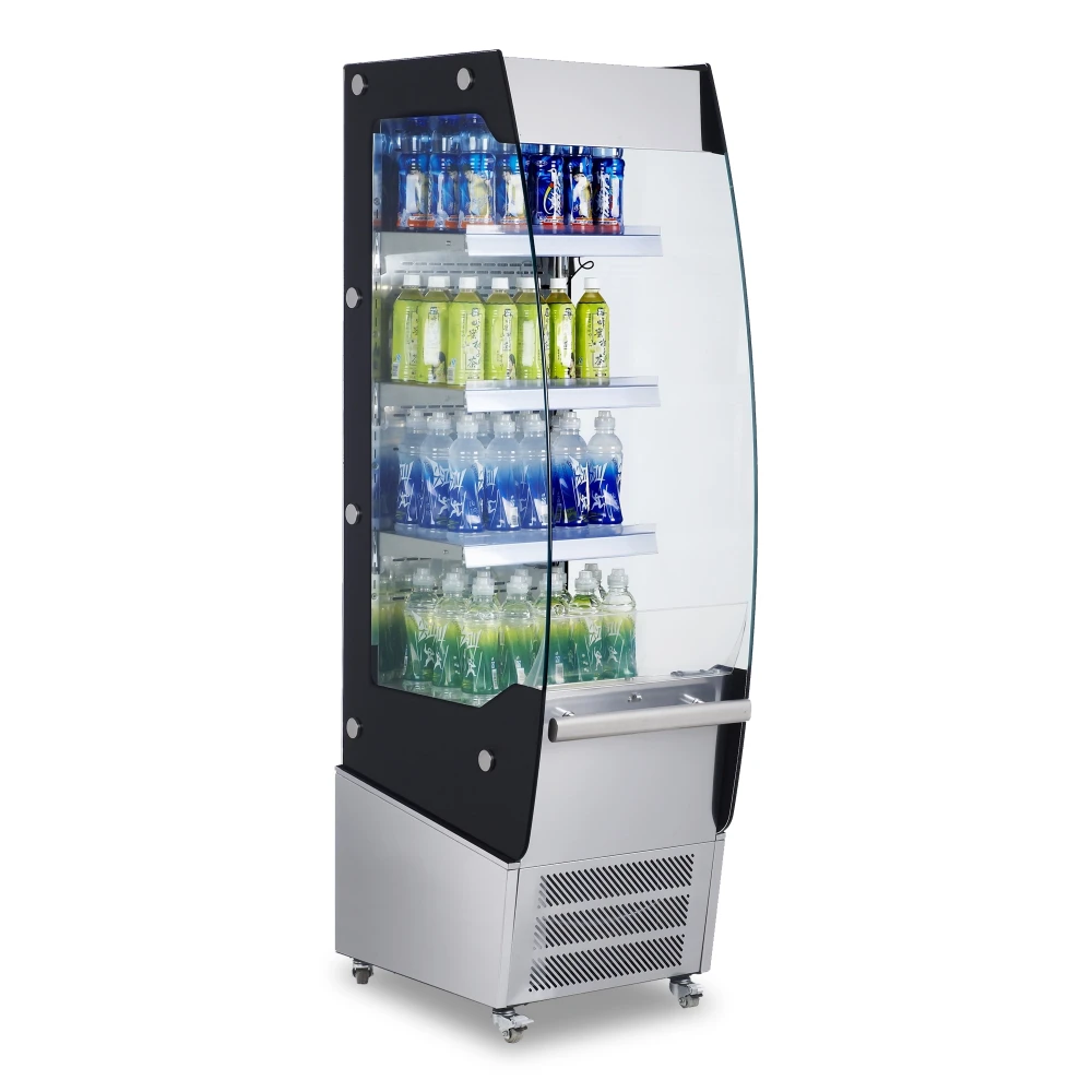 Open Display Chiller 3 ShelvesLEDLighting Digital Control Stainless Steel and Glass 49.4 × 67.4 × 174.2 cm (L × W × H)